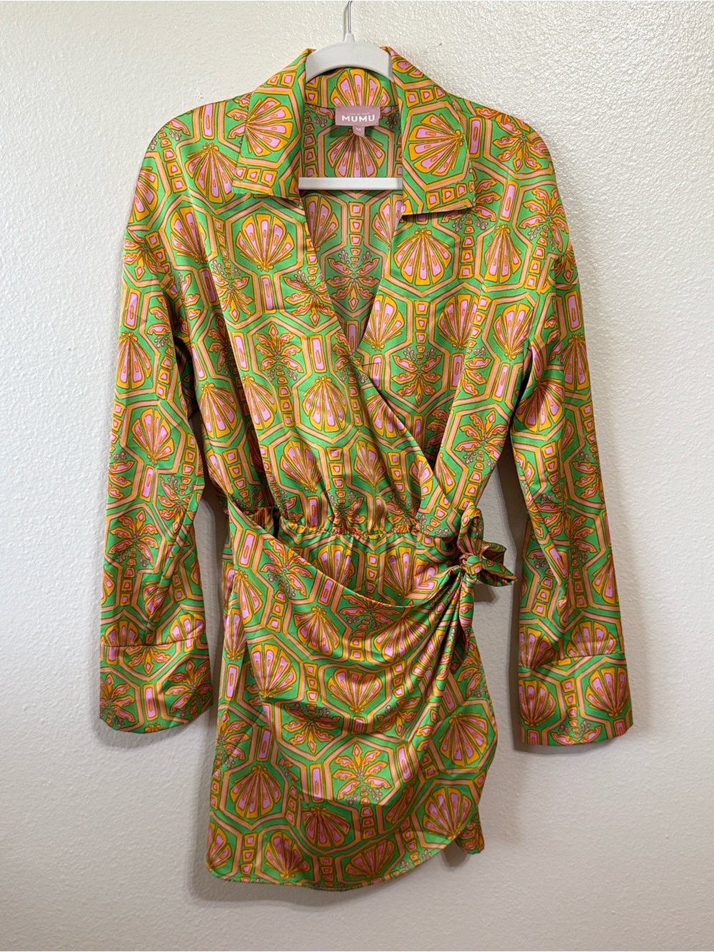 Show Me Your Mumu Clara Mini Wrap Dress Palm Deco Size‎ Medium